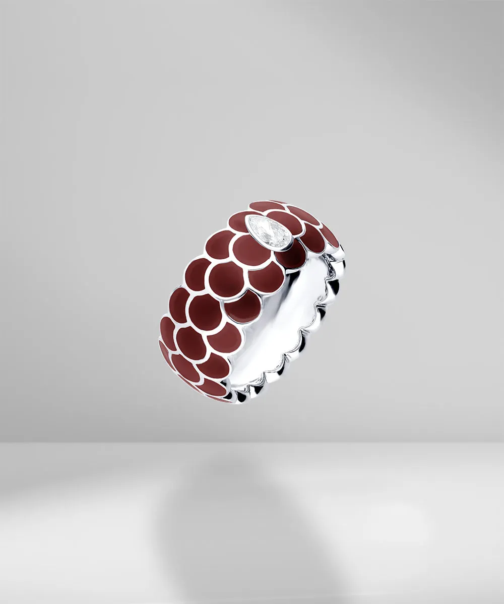 Design Enamel Rings with Pear Diamonds