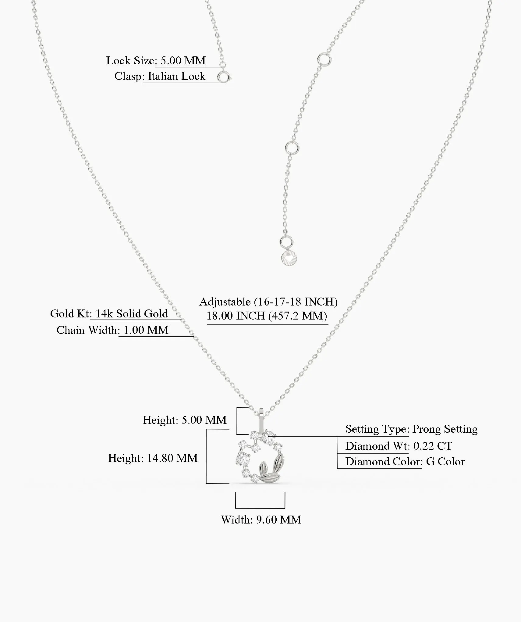 Diamond Circle Leaf Pendant