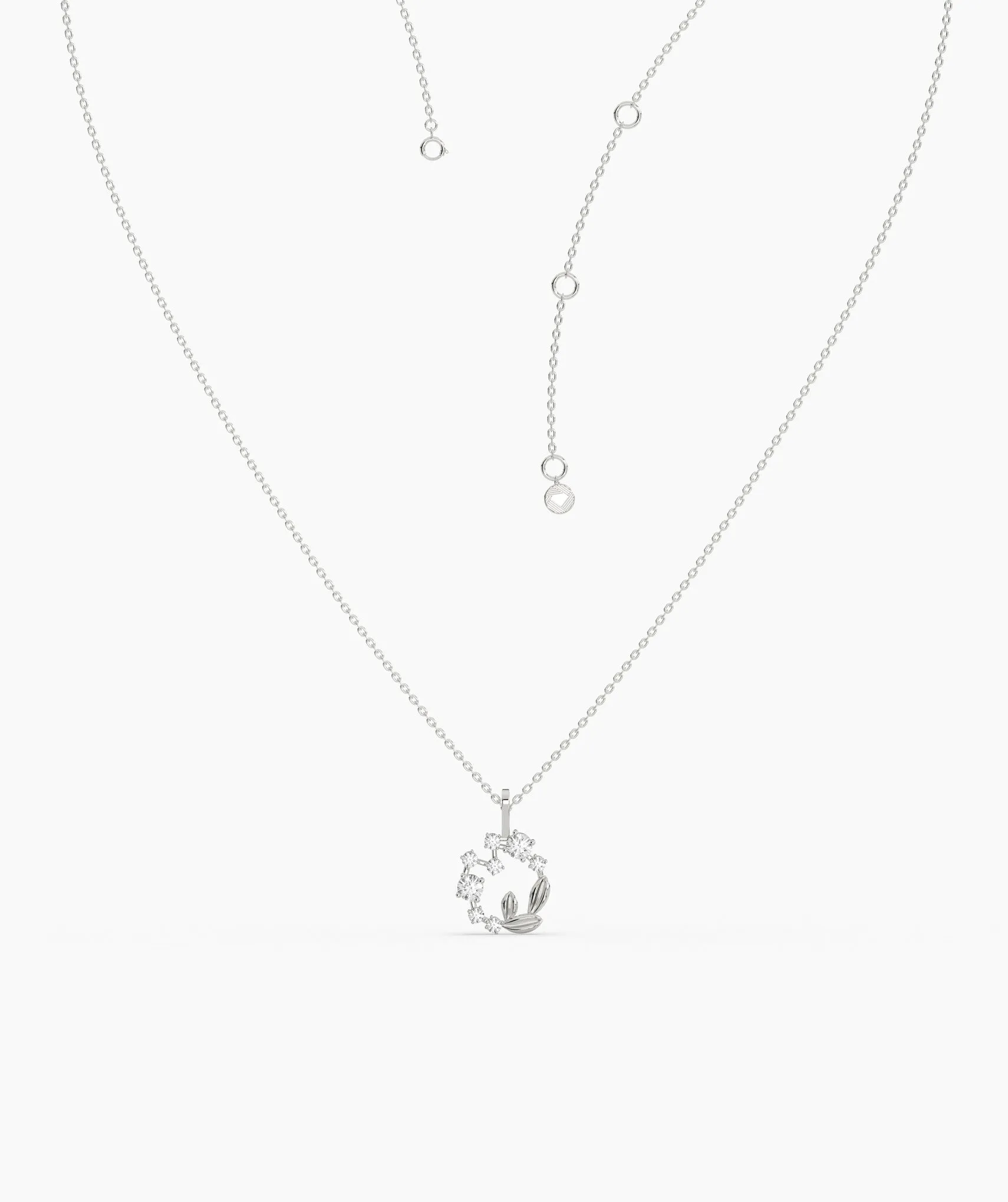 Diamond Circle Leaf Pendant