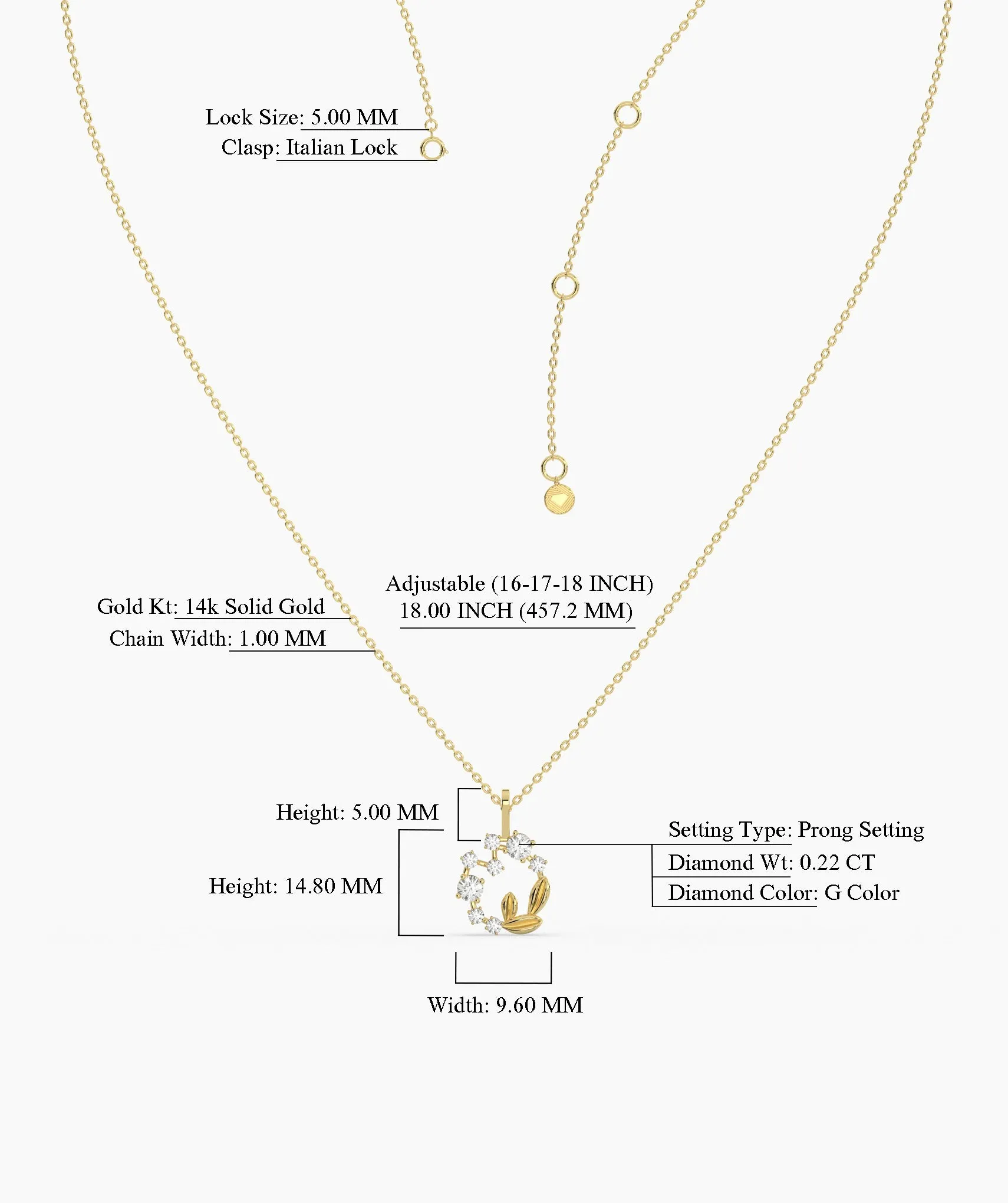 Diamond Circle Leaf Pendant