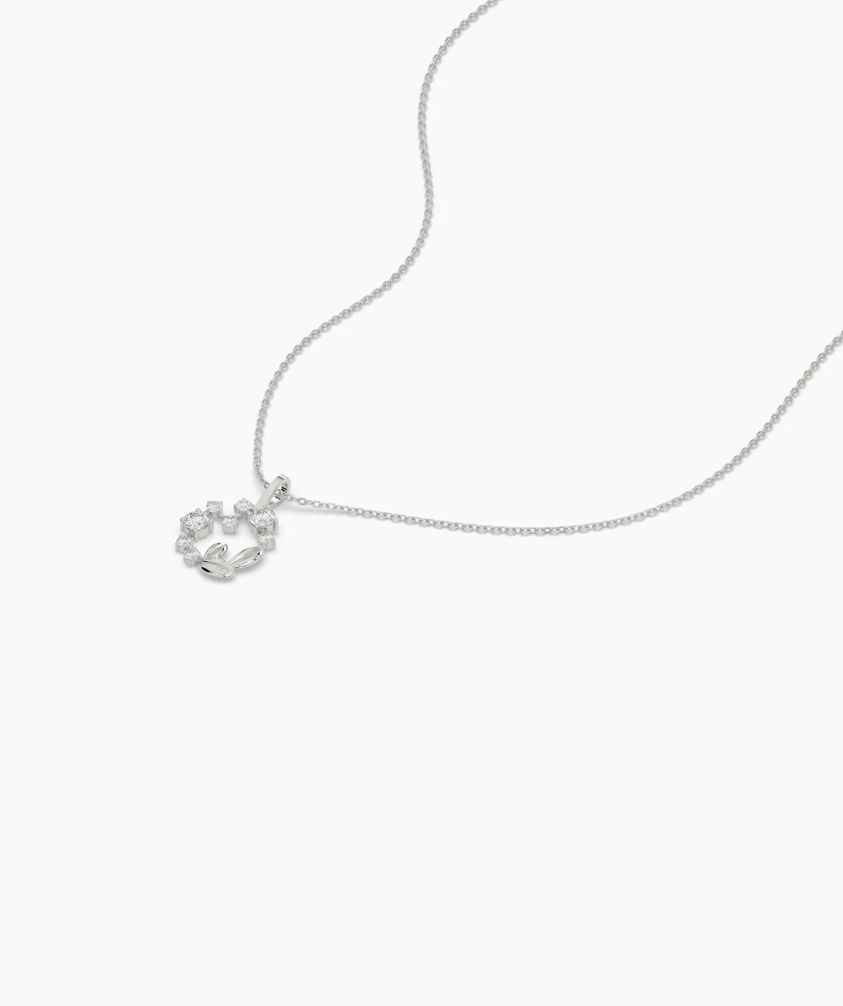 Diamond Circle Leaf Pendant