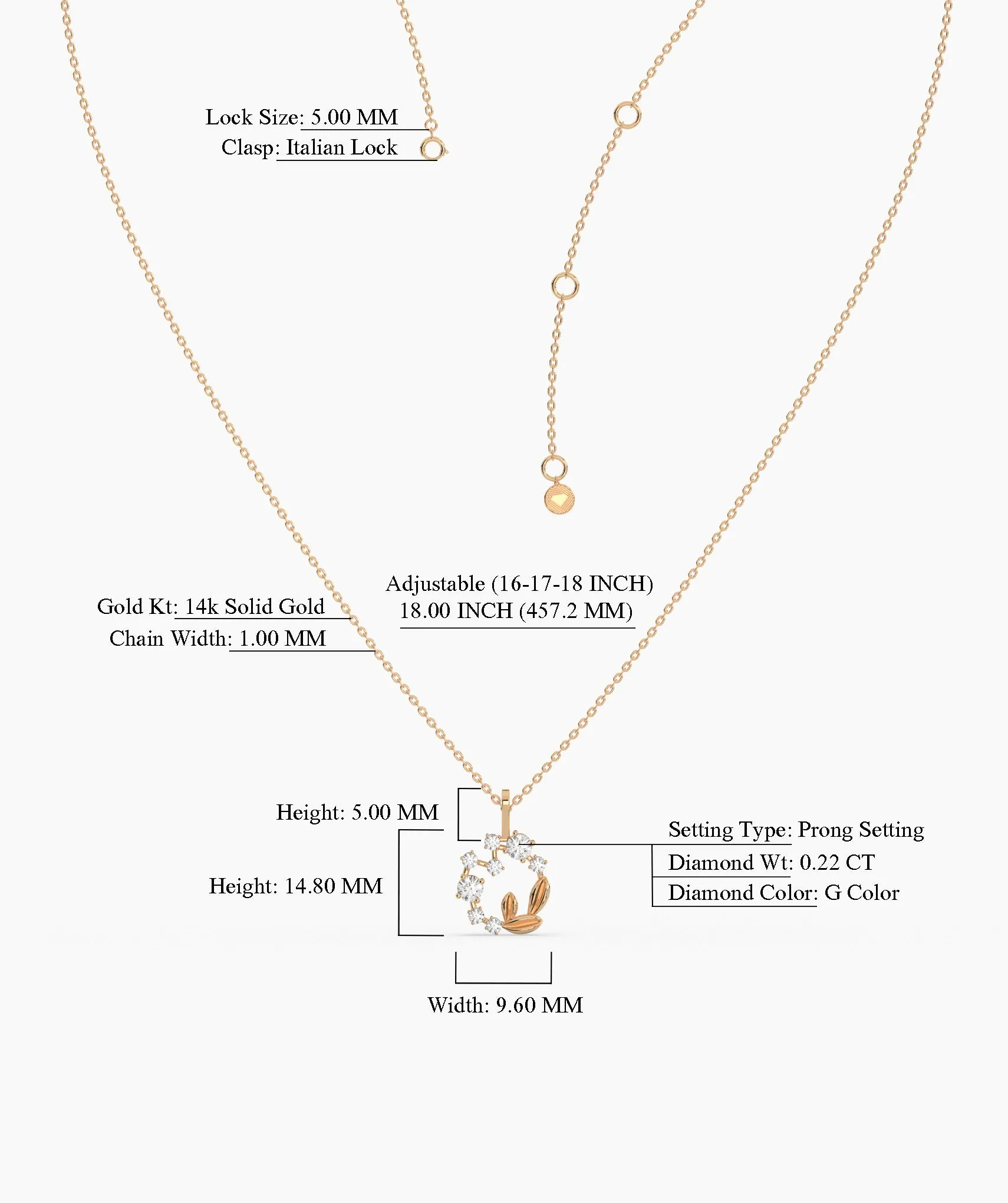 Diamond Circle Leaf Pendant