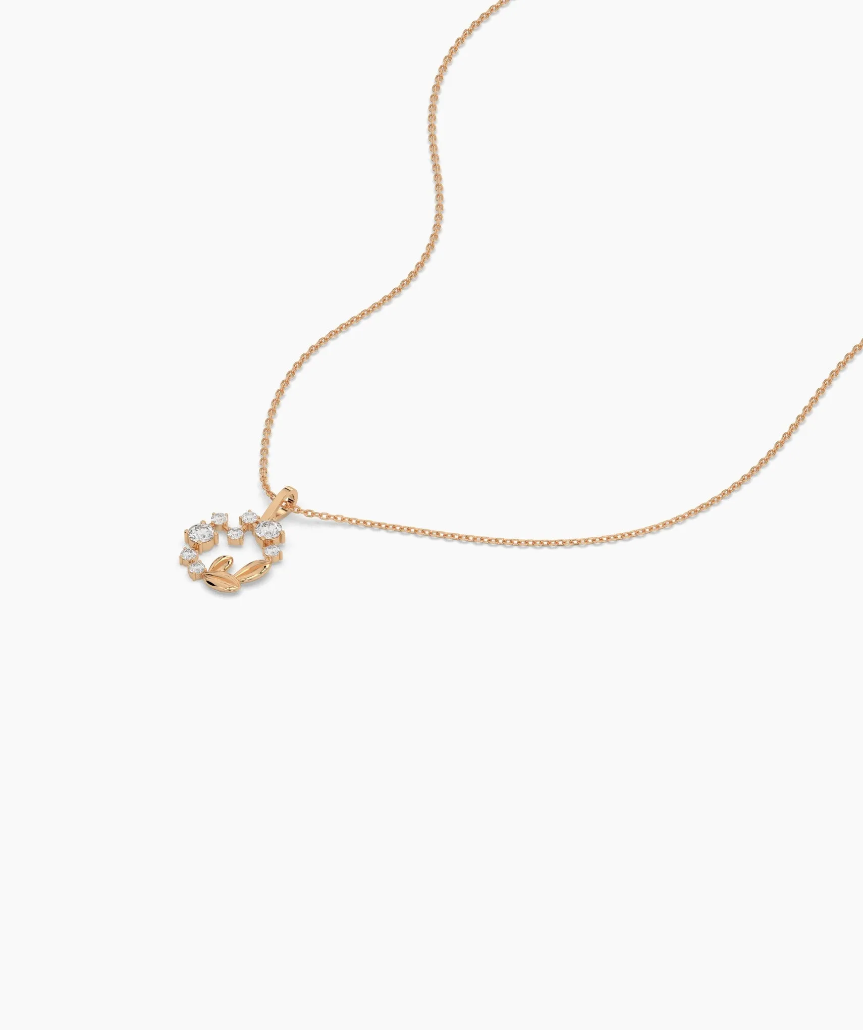 Diamond Circle Leaf Pendant