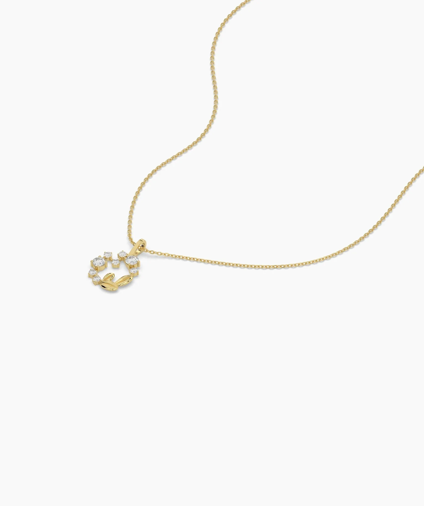 Diamond Circle Leaf Pendant