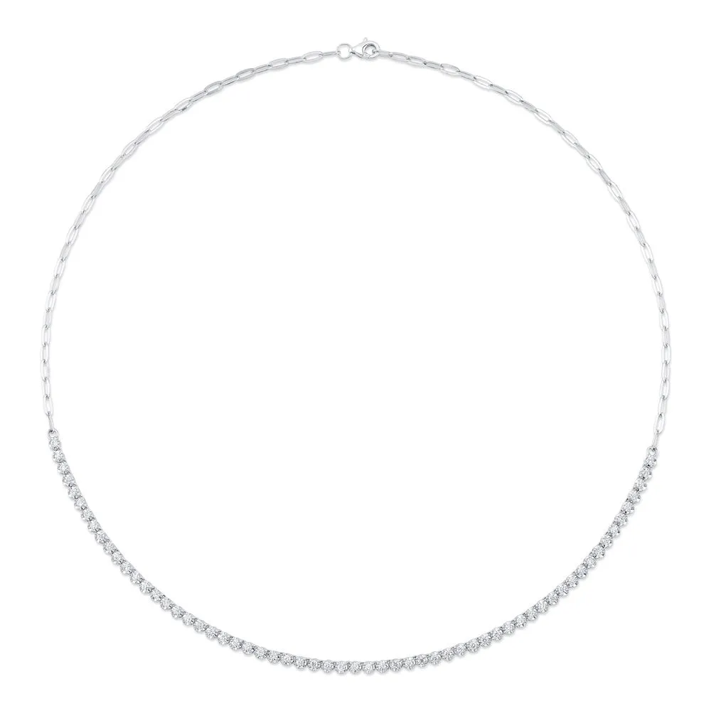 Diamond Crown Setting Frontal Tennis Necklace