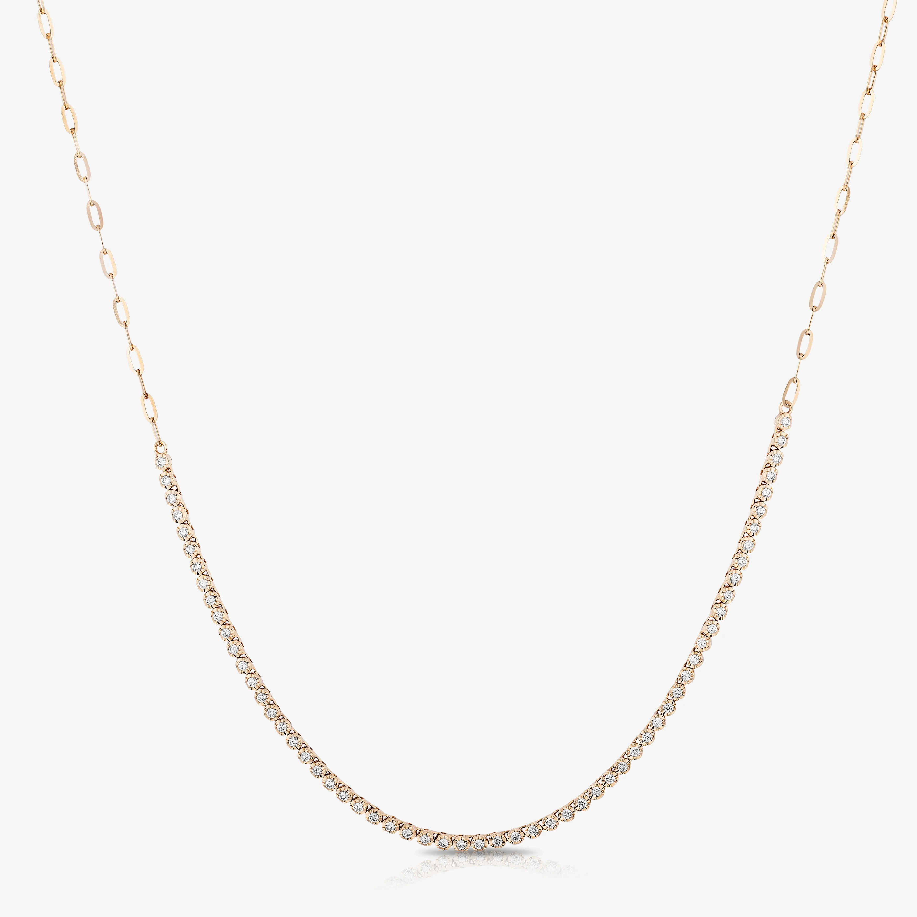 Diamond Crown Setting Frontal Tennis Necklace