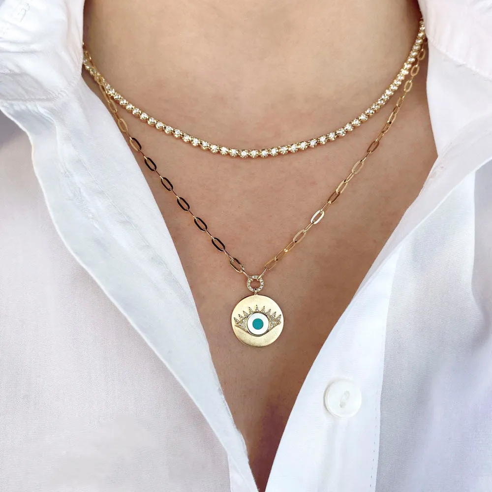 Diamond Crown Setting Frontal Tennis Necklace