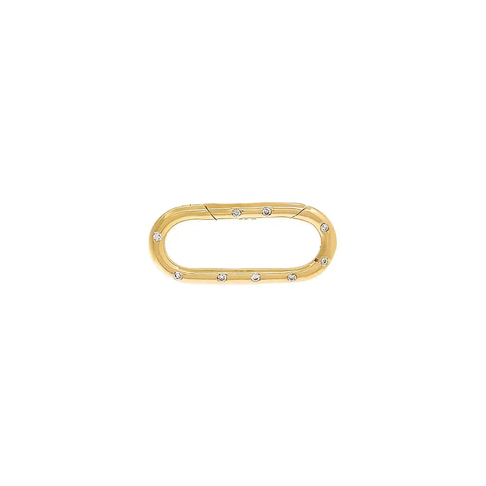Diamond Dotted Paperclip Charm Connector Clasp 14K