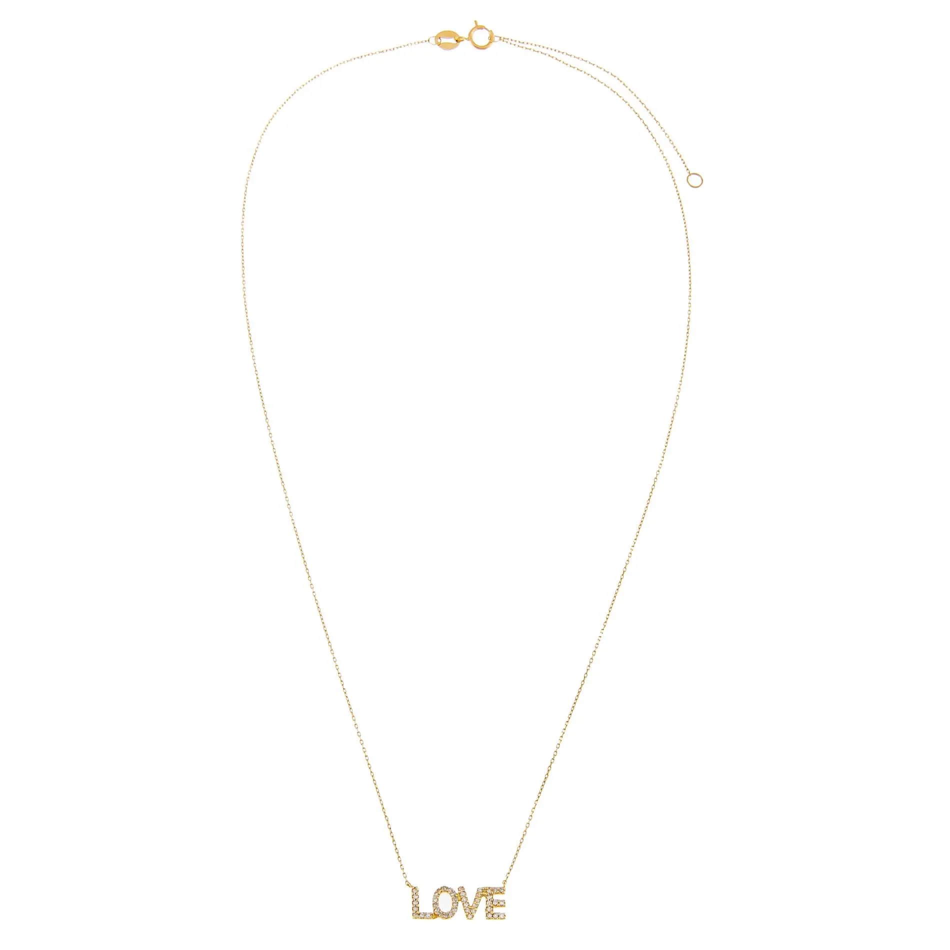 Diamond Love Nameplate Necklace 14K
