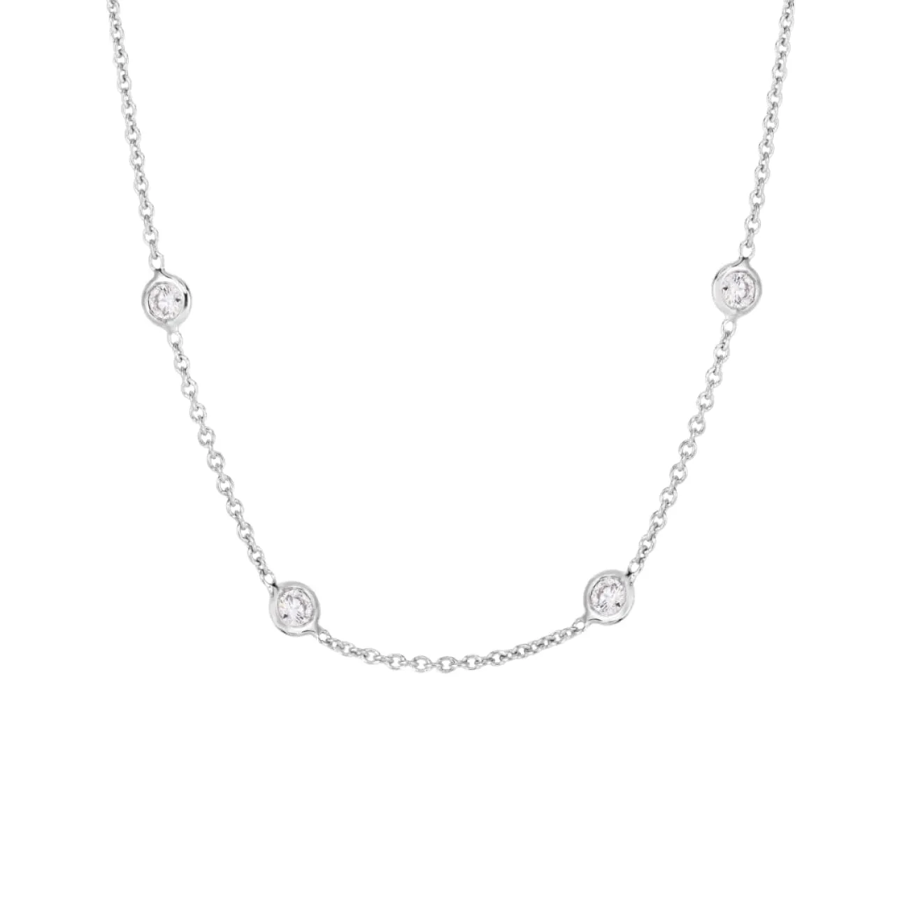 Diamonds By The Inch 18K White Gold 15 Diamond Station Necklace