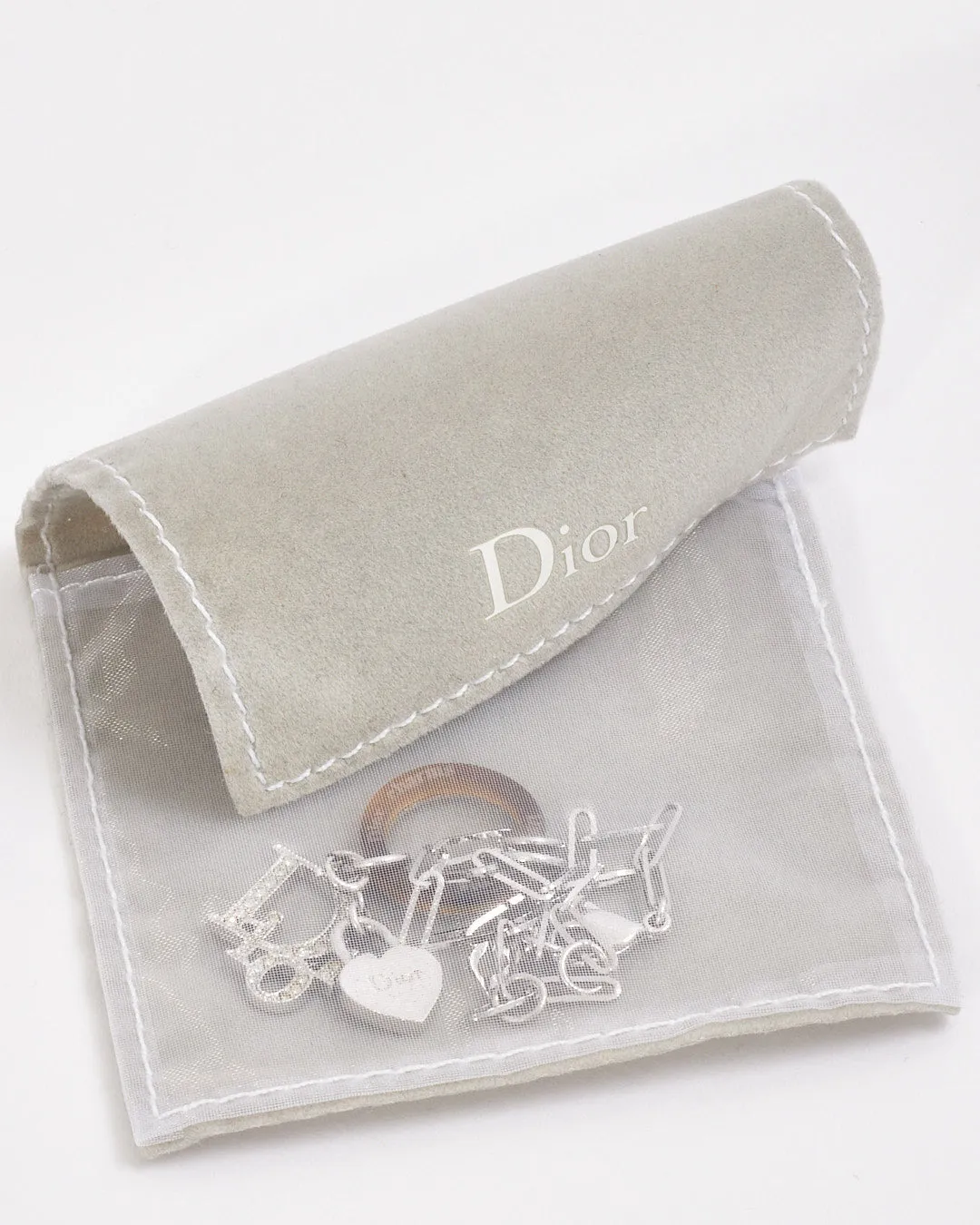 Dior Silver Link Chain Crystal Logo Bracelet