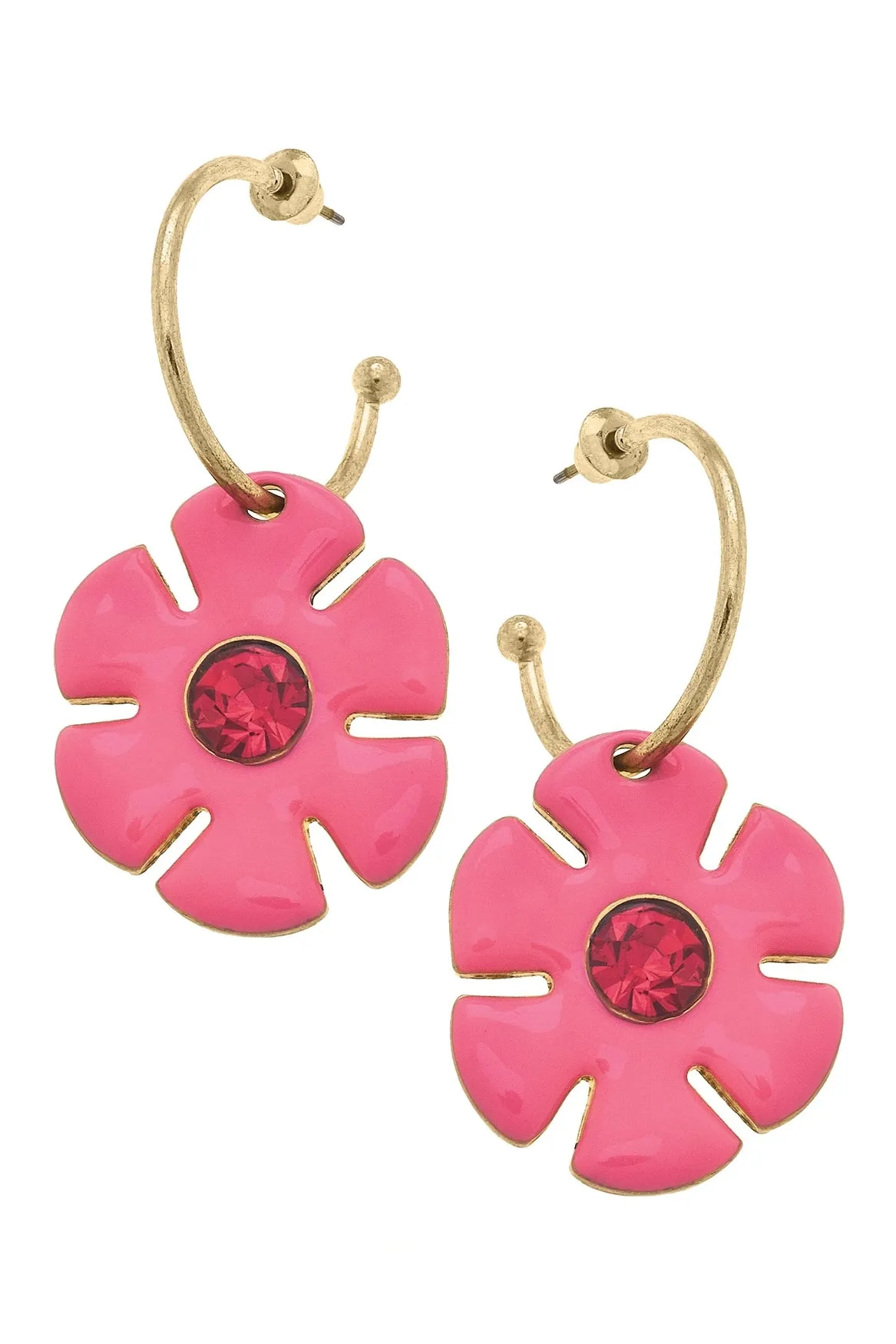 Donna Enamel Flower Drop Earrings