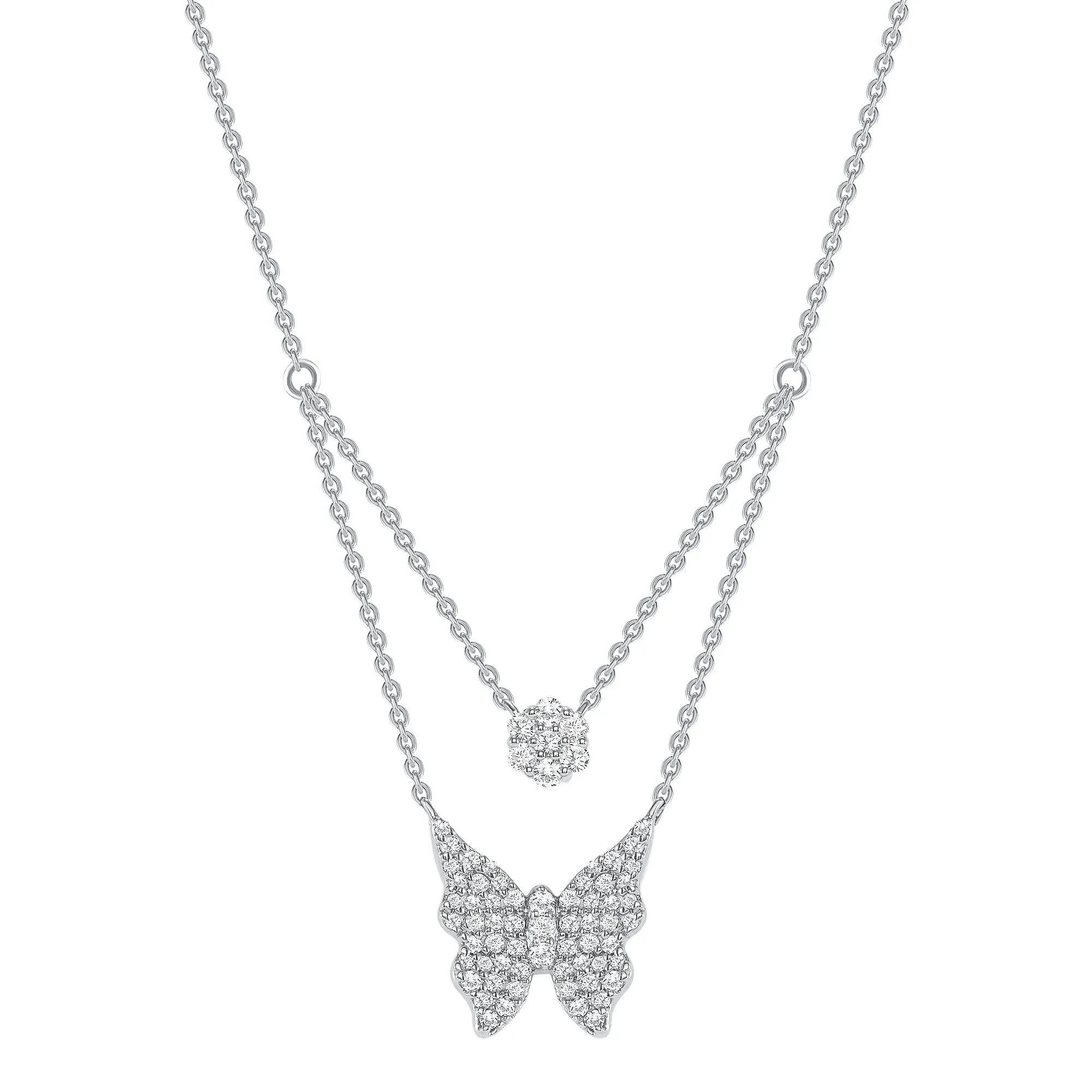 Double Chain Butterfly Diamond Necklace
