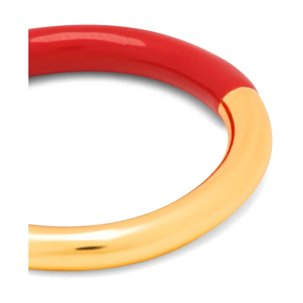 Double Color Ring gold plated - Gold/Passion Red
