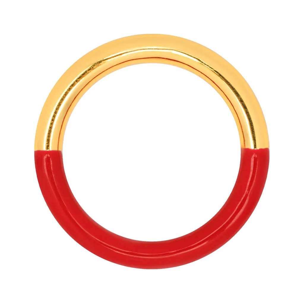 Double Color Ring gold plated - Gold/Passion Red