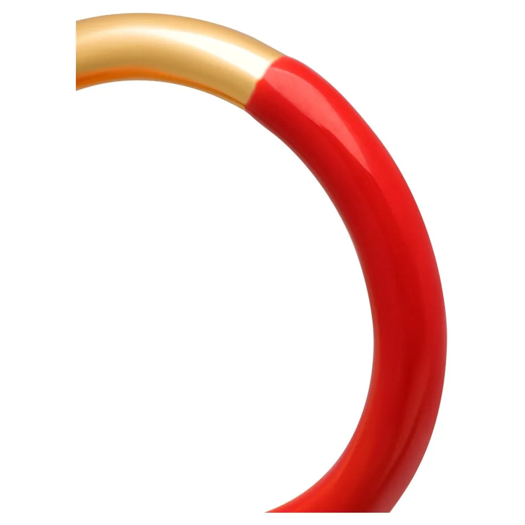 Double Color Ring gold plated - Gold/Passion Red