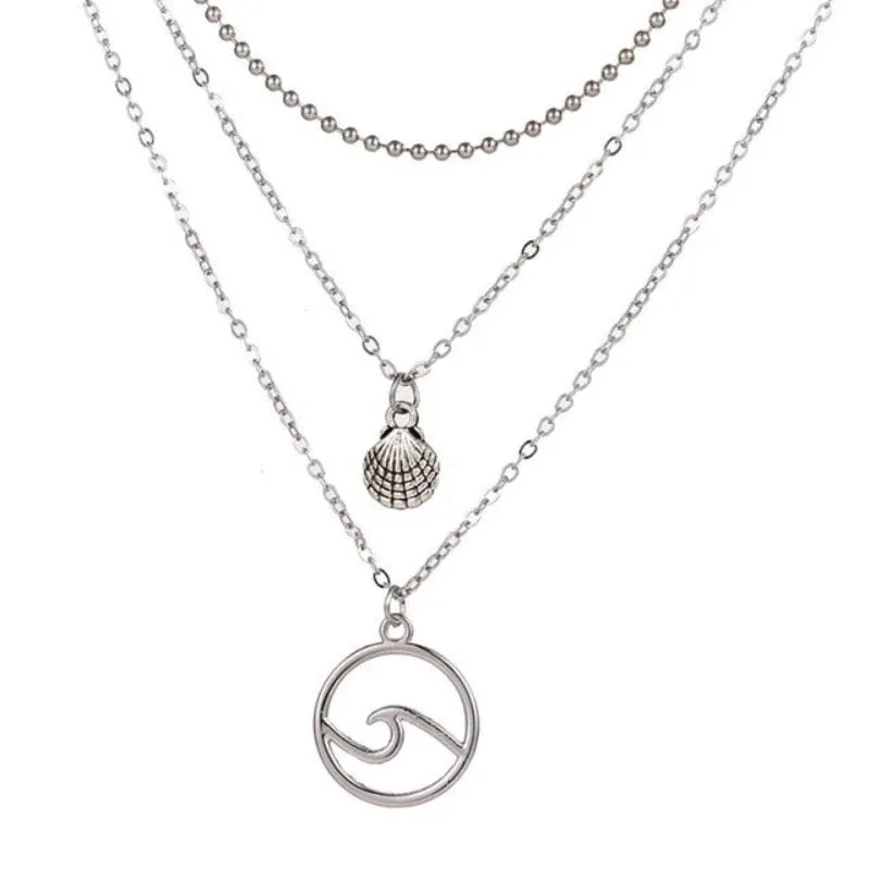 Double layer Pendant Necklace 14kt Retro Gold Women's Wedding Jewelry