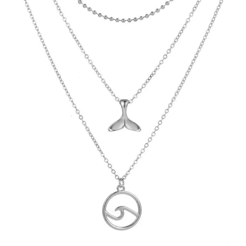 Double layer Pendant Necklace 14kt Retro Gold Women's Wedding Jewelry