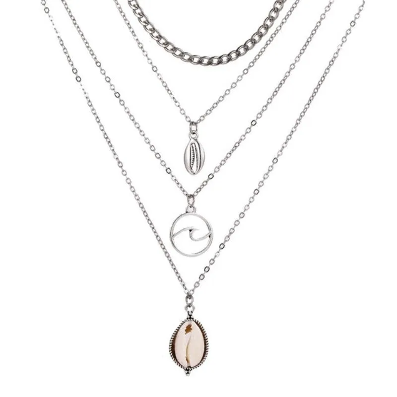 Double layer Pendant Necklace 14kt Retro Gold Women's Wedding Jewelry