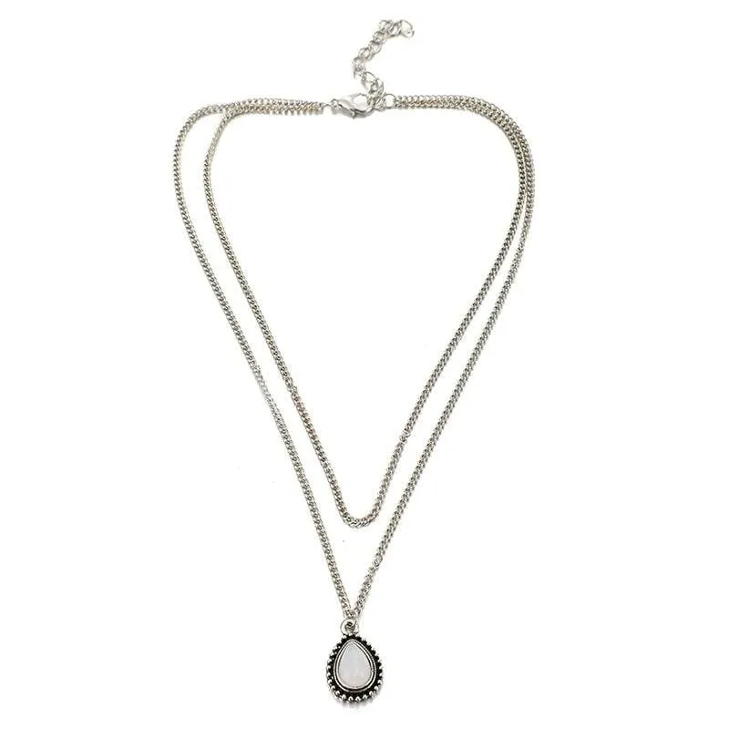 Double Layered Water Drop Necklace