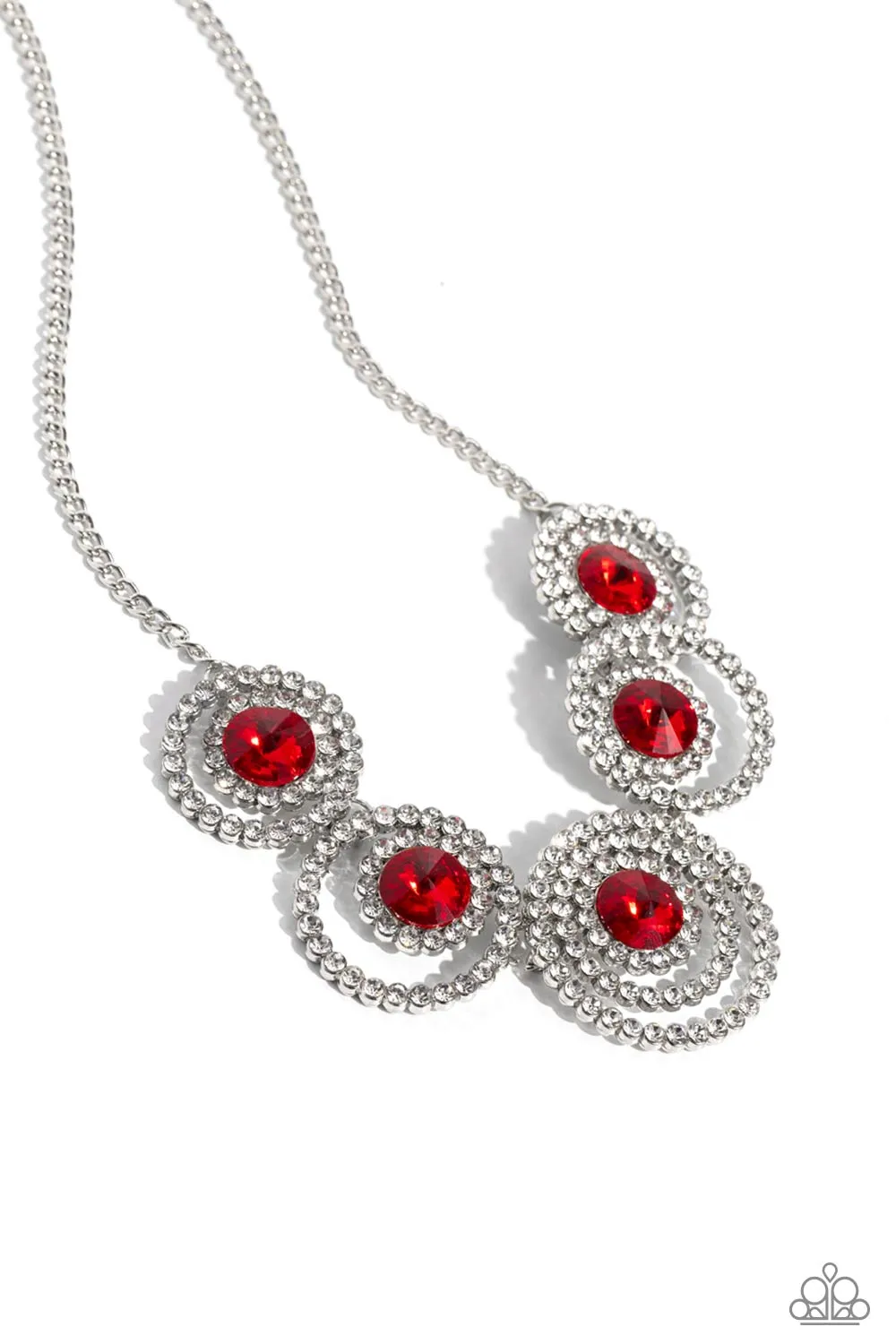 Dramatic Darling - Red - Round Gem Paparazzi Short Necklace