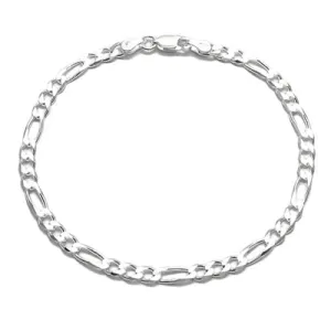 Dressy Sterling Silver Figaro Link Chain Bracelet 3.5mm (100 Gauge)