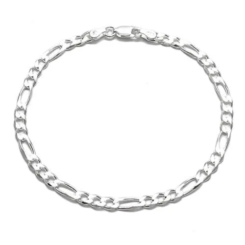 Dressy Sterling Silver Figaro Link Chain Bracelet 3.5mm (100 Gauge)