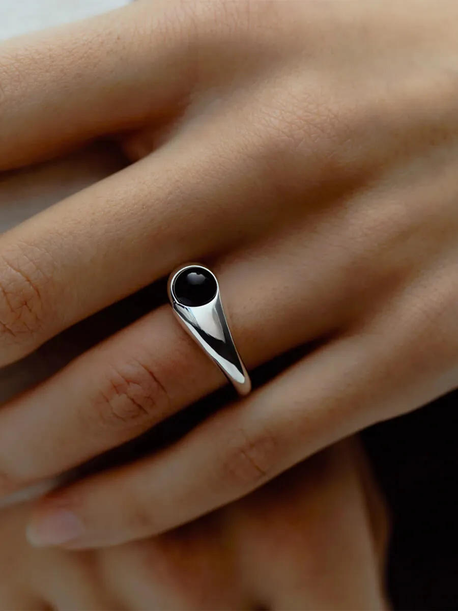 Dualism Black Onyx Ring - Silver