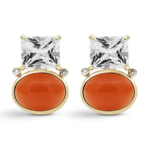 Earrings - Crystal, Cornellian And Diamond (2432B)