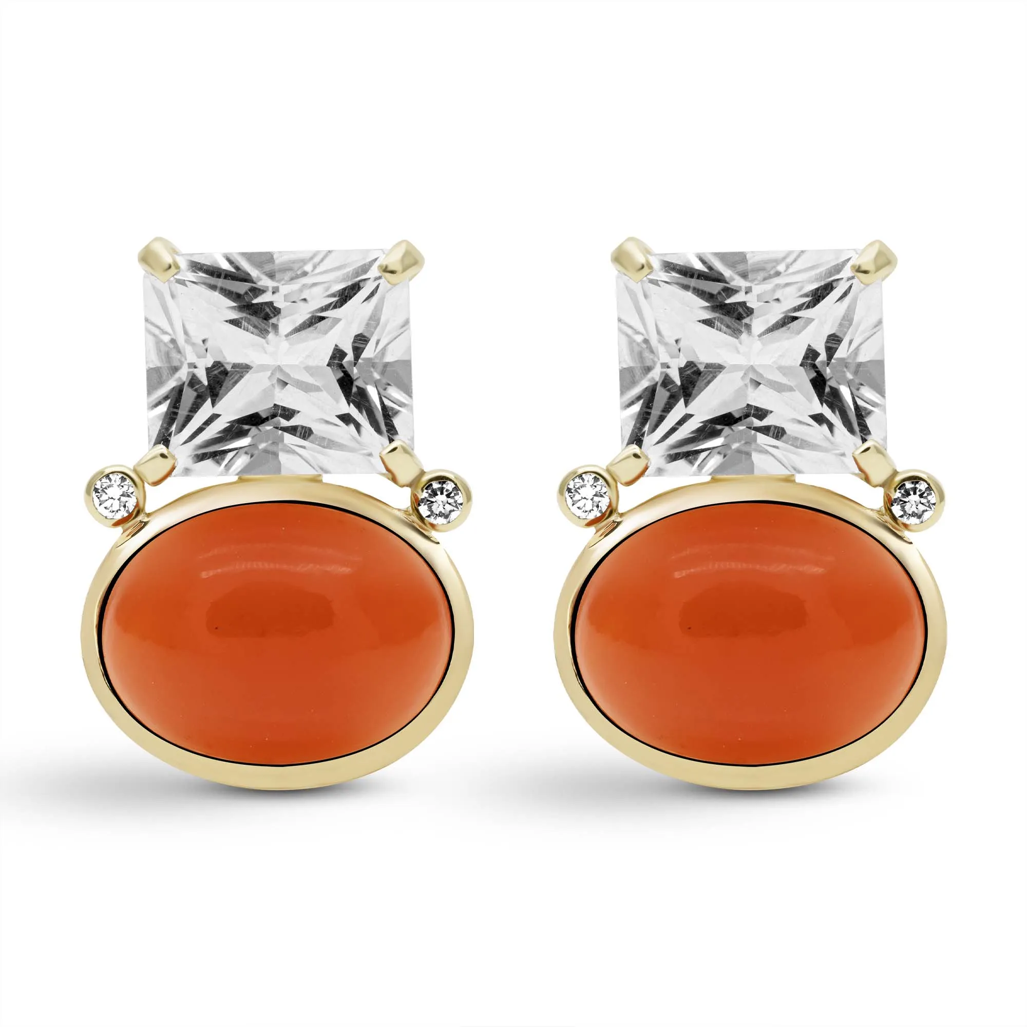 Earrings - Crystal, Cornellian And Diamond (2432B)