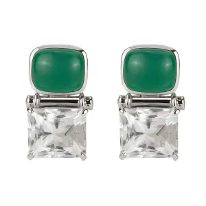 Earrings - Green Onyx, Crystal And Diamond