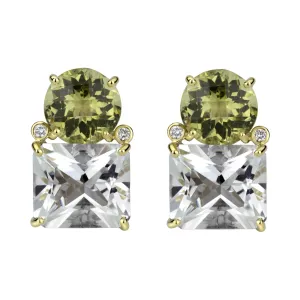 Earrings - Lemon Quartz, Diamond And Crystal