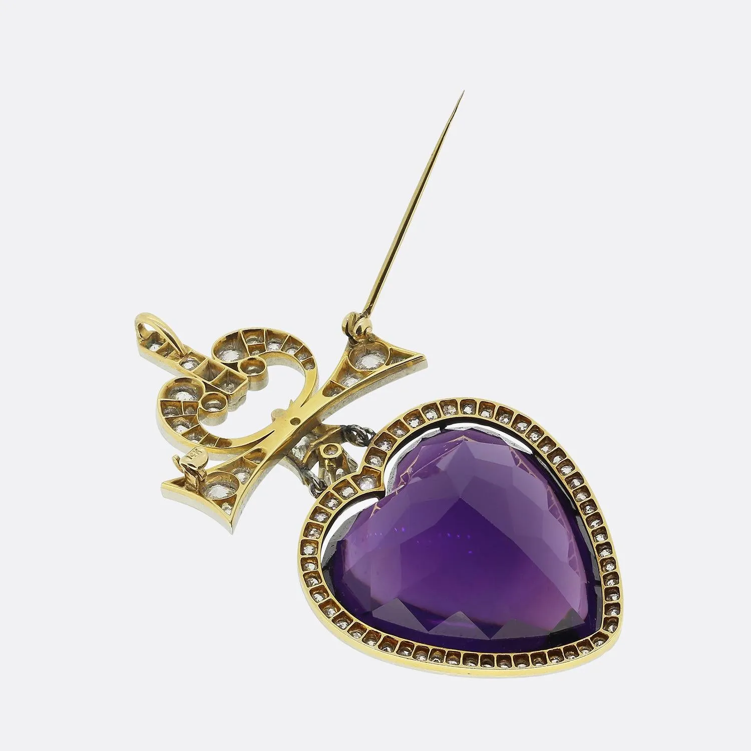 Edwardian Amethyst and Diamond Drop Pendant