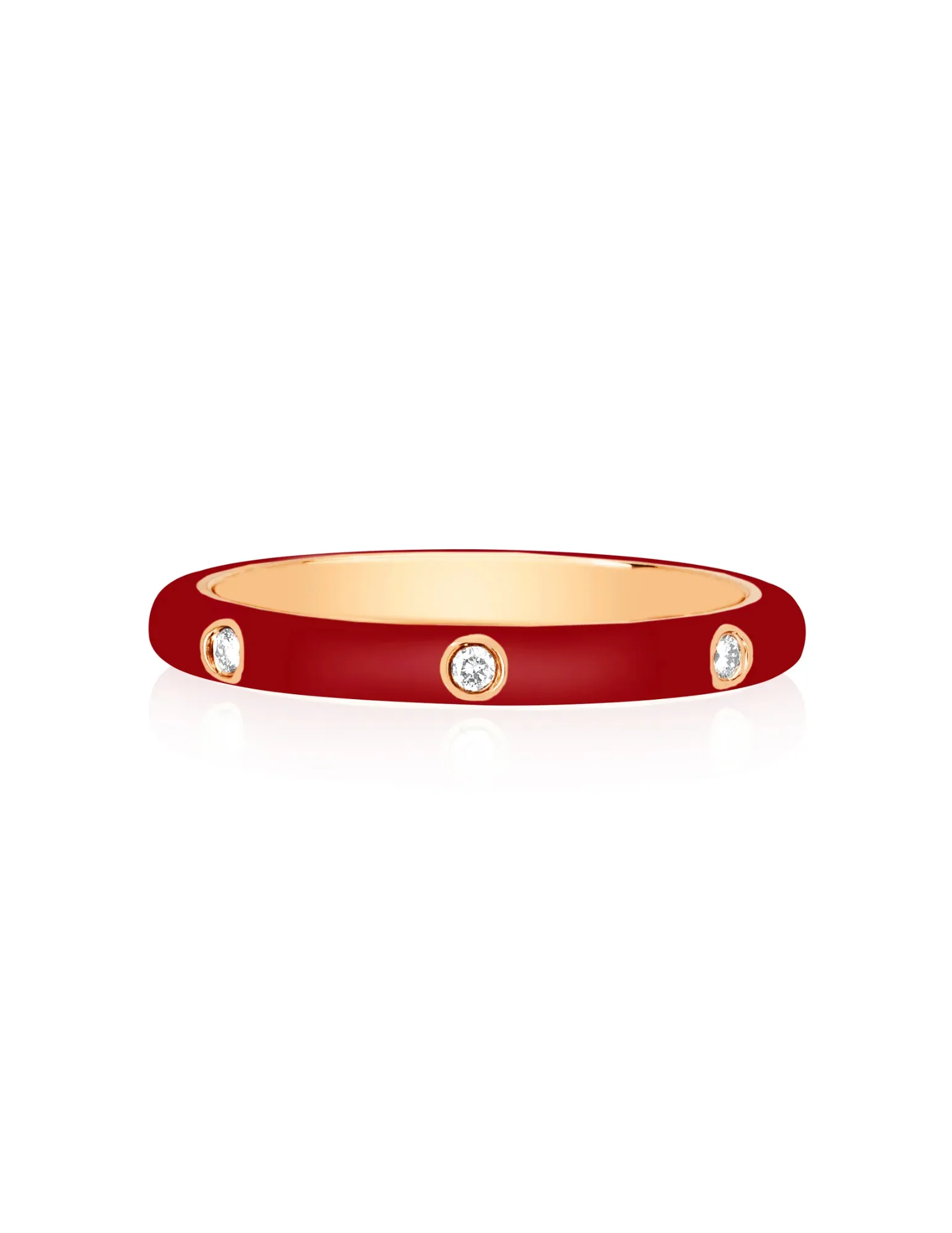 EF Collection 3 Diamond & Crimson Enamel Stack Ring