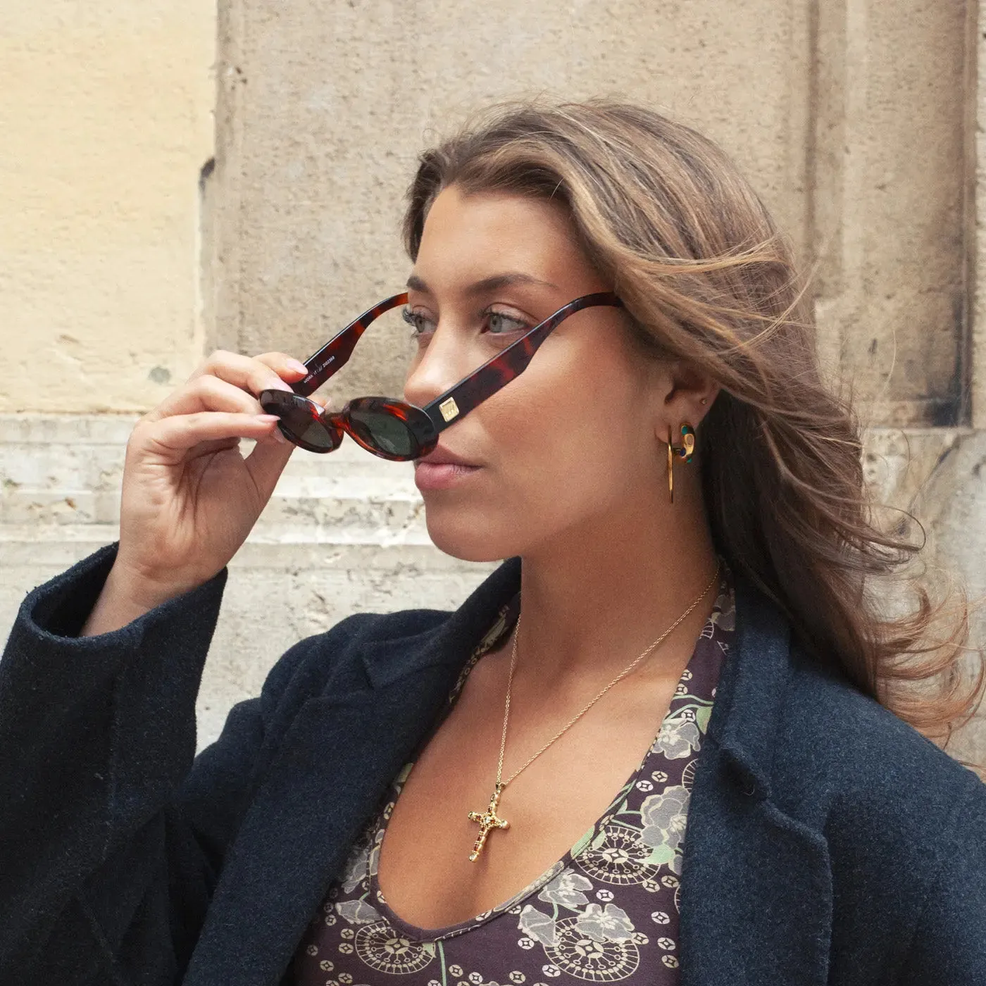 Elena - Semi Precious Hoop Earrings Stainless Steel