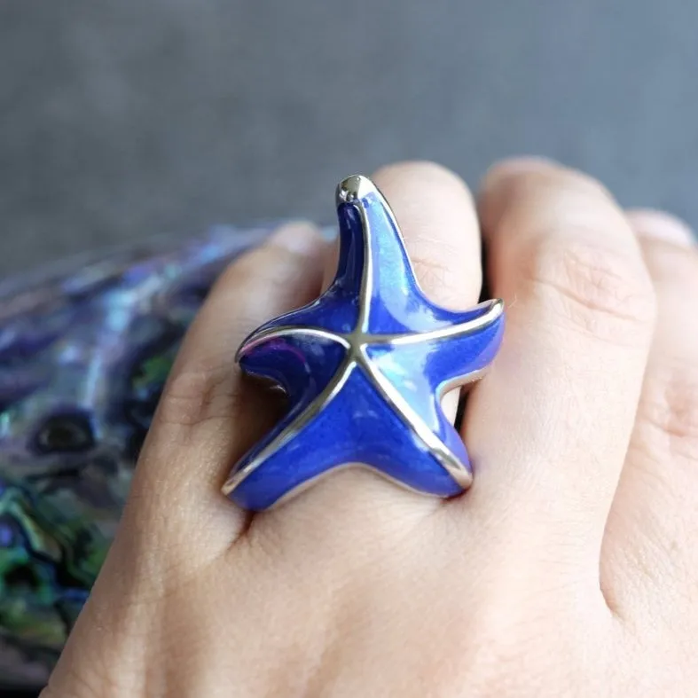 Eleonora Varini - Blue & Silver Starfish Ring