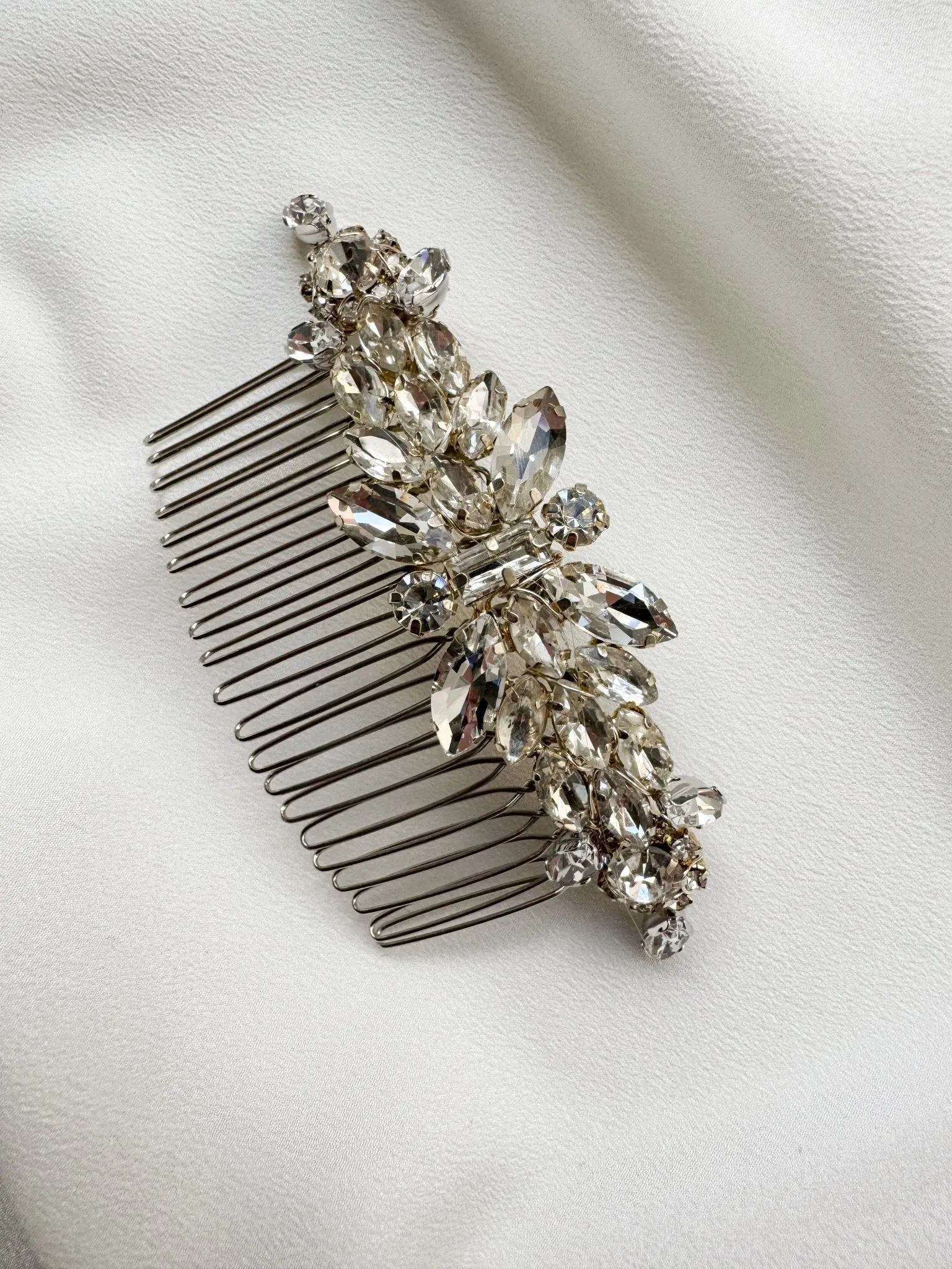 Elsa Silver Crystal Wedding Hair Comb - Sample Sale