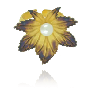 Ember Leaf  with Pearl Ring