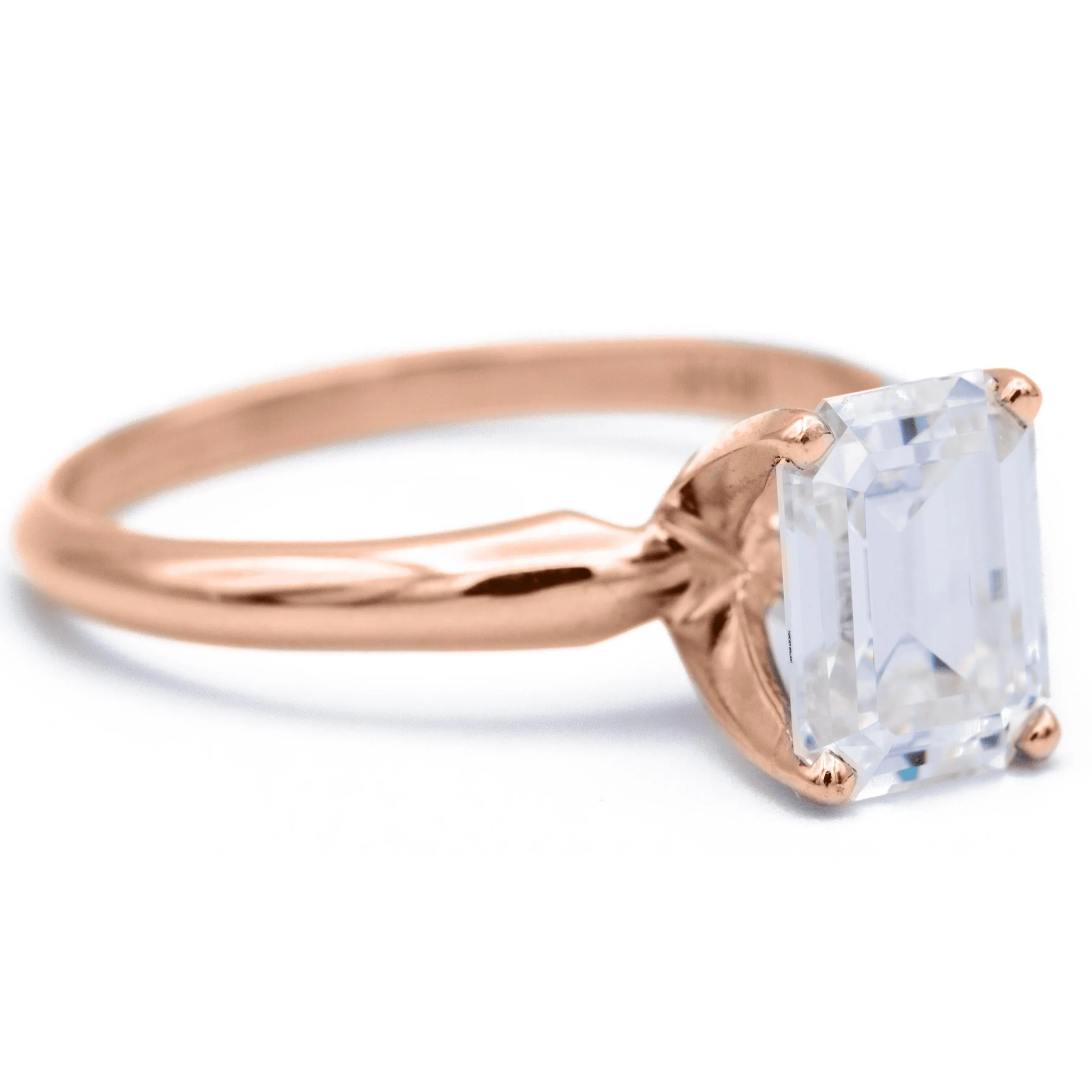 Emerald Moissanite 4 Prongs FANCY Solitaire Ring
