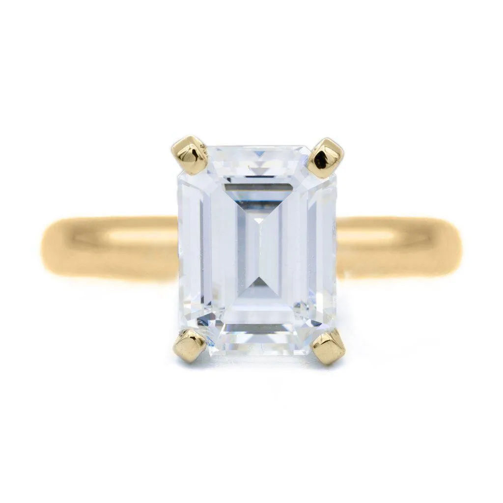 Emerald Moissanite 4 Prongs FANCY Solitaire Ring