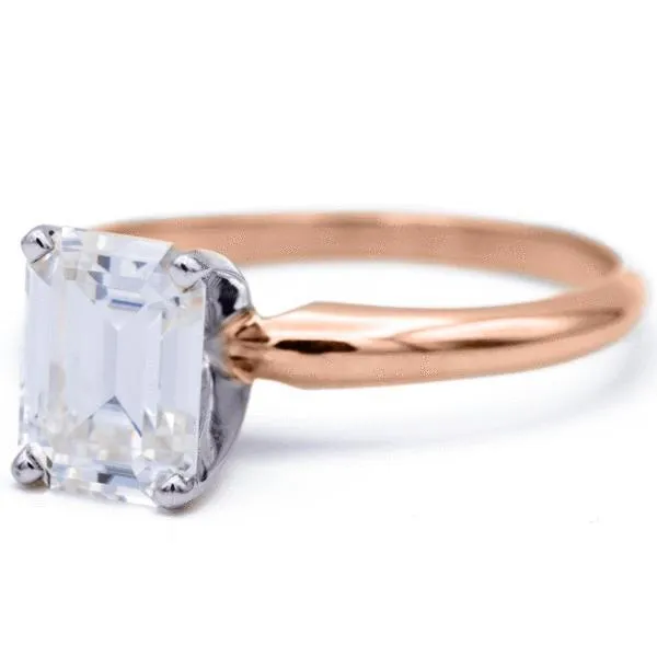 Emerald Moissanite 4 Prongs FANCY Solitaire Ring