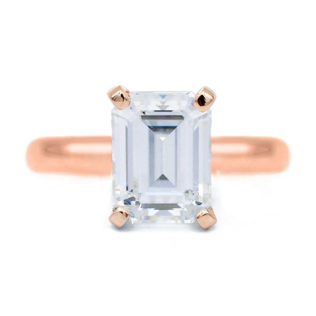 Emerald Moissanite 4 Prongs FANCY Solitaire Ring