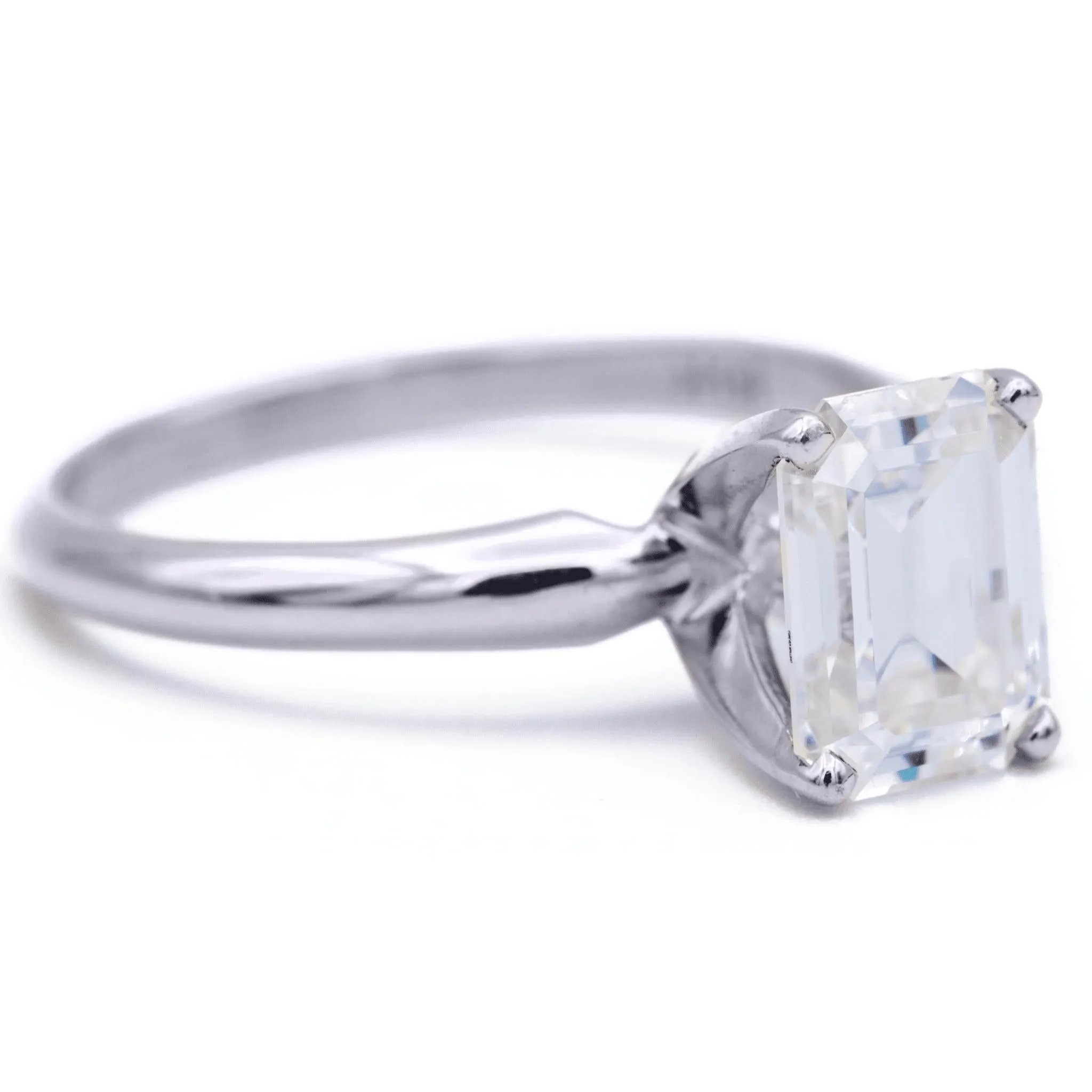 Emerald Moissanite 4 Prongs FANCY Solitaire Ring