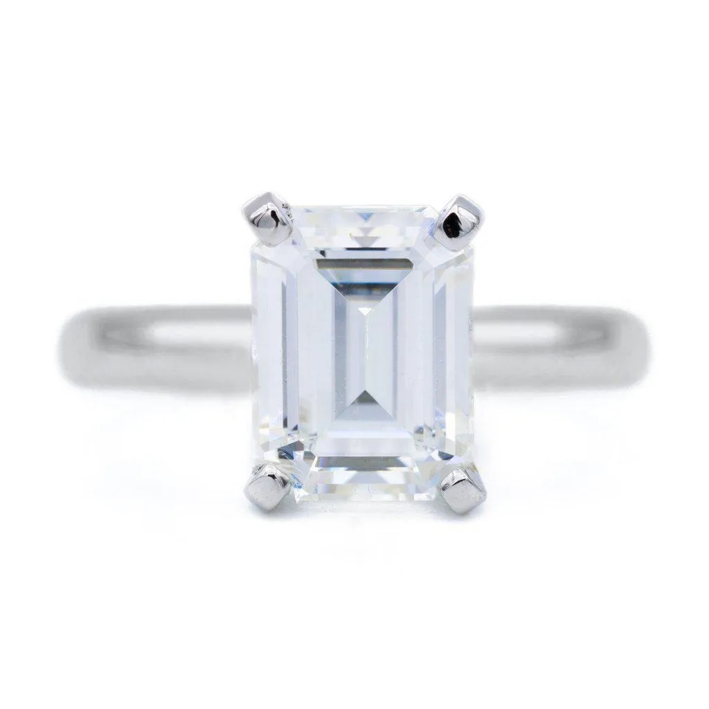 Emerald Moissanite 4 Prongs FANCY Solitaire Ring