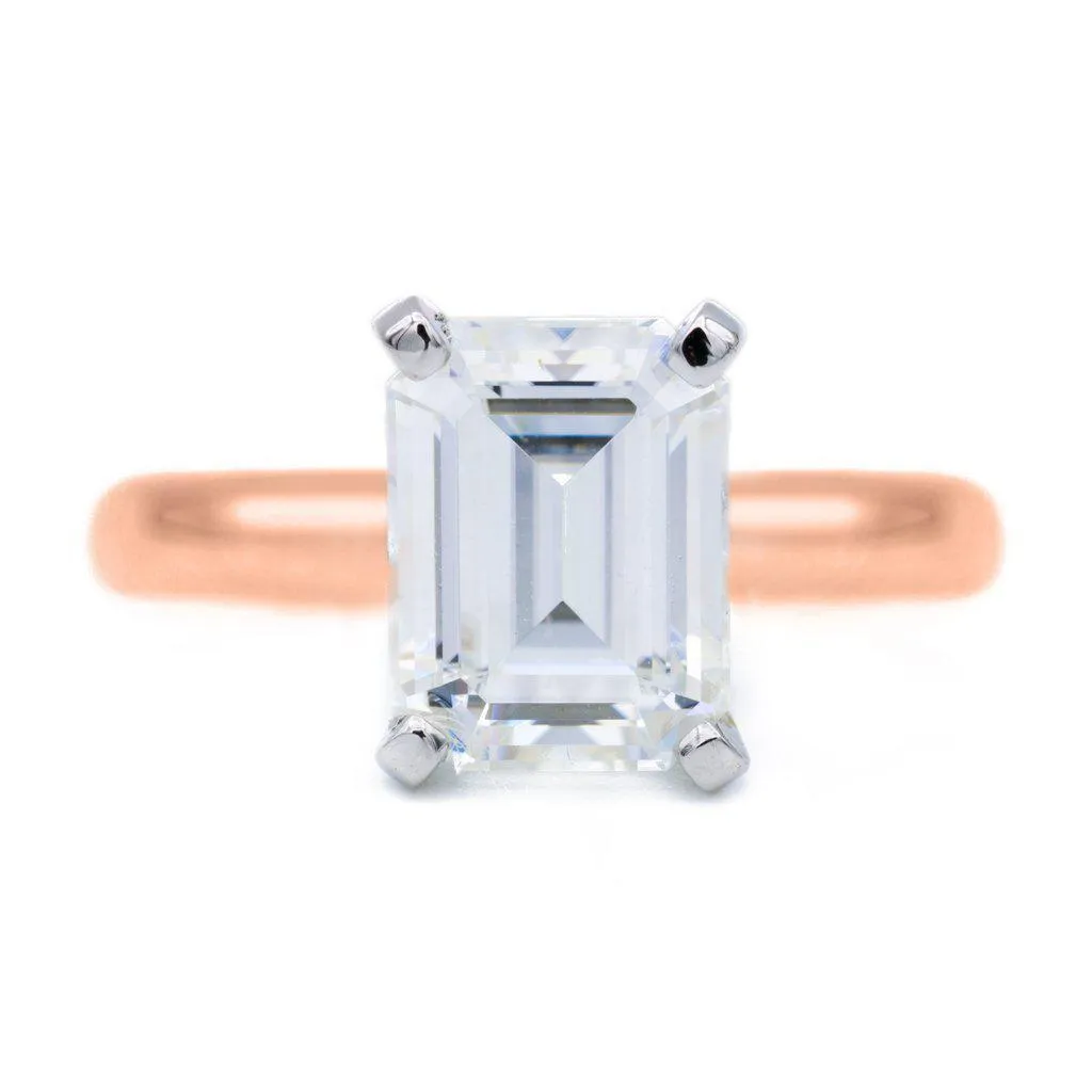 Emerald Moissanite 4 Prongs FANCY Solitaire Ring