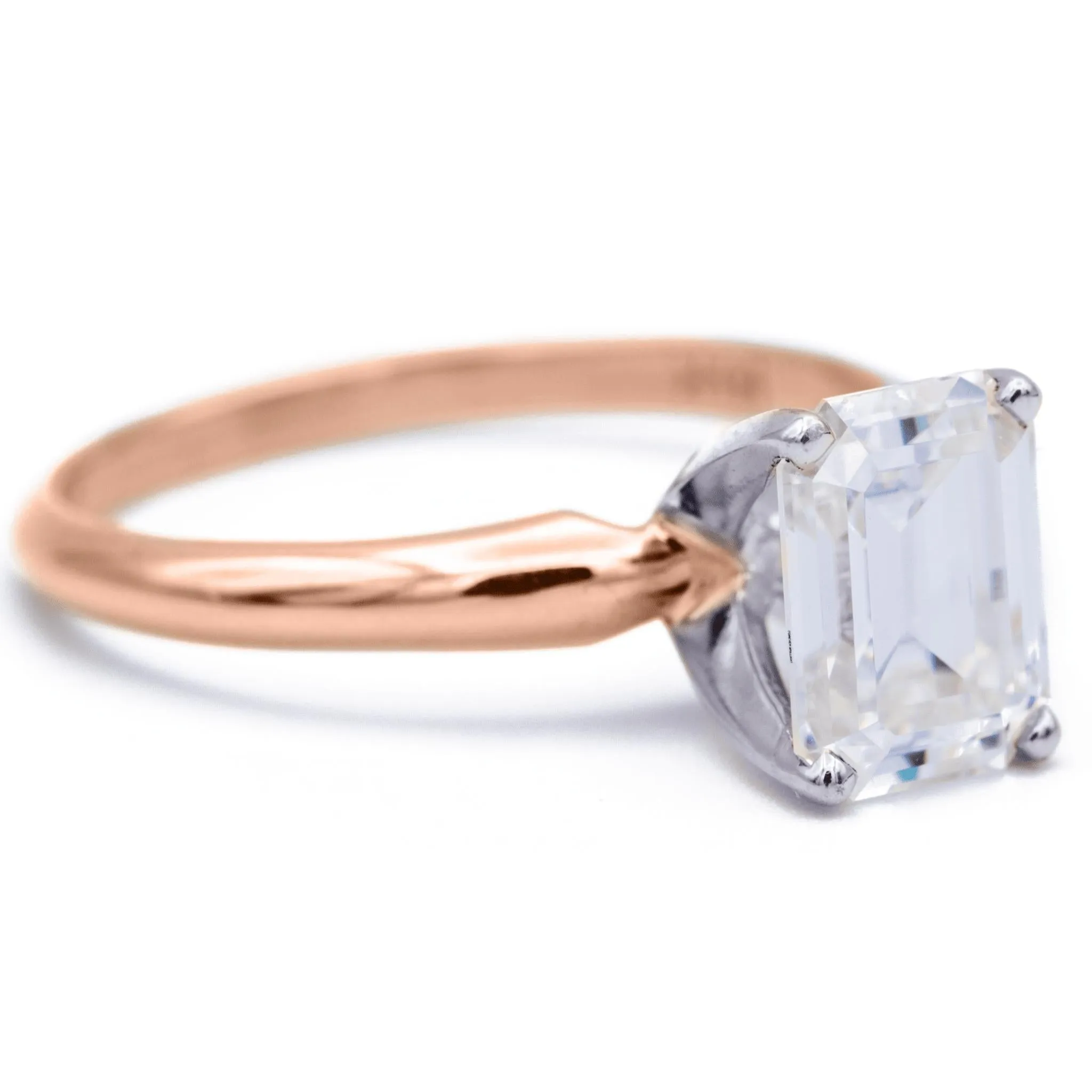 Emerald Moissanite 4 Prongs FANCY Solitaire Ring