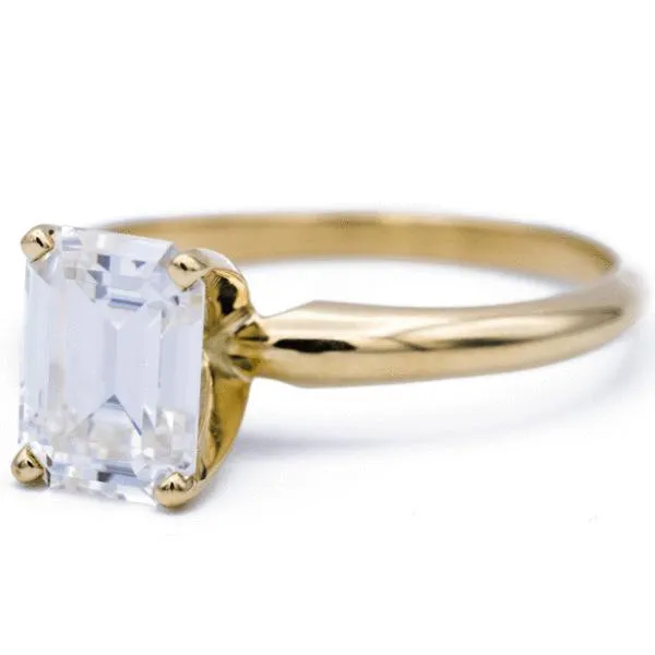 Emerald Moissanite 4 Prongs FANCY Solitaire Ring