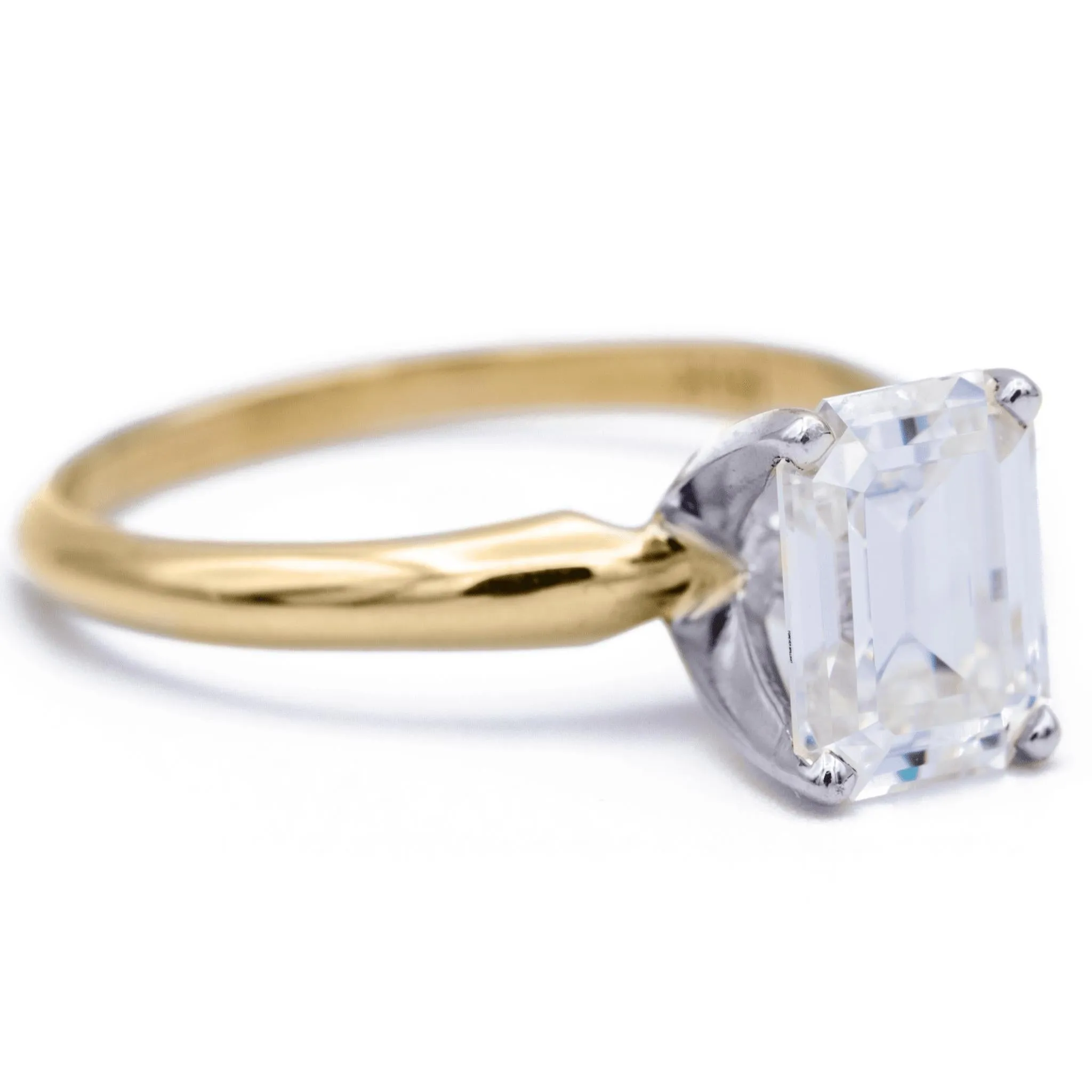 Emerald Moissanite 4 Prongs FANCY Solitaire Ring