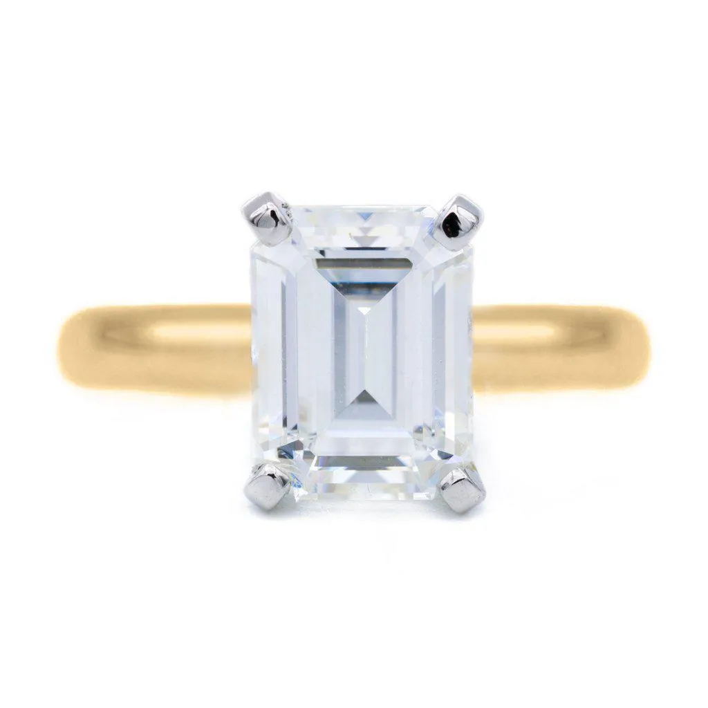 Emerald Moissanite 4 Prongs FANCY Solitaire Ring