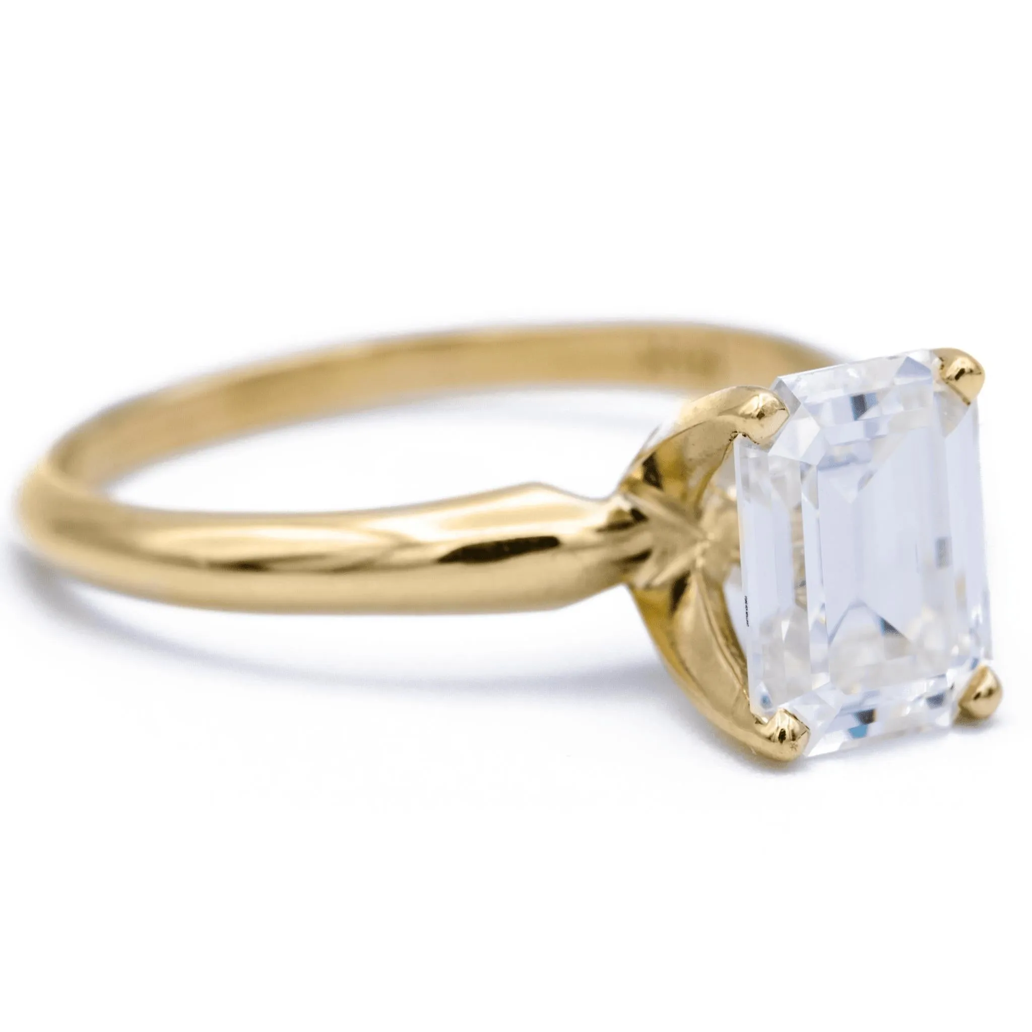 Emerald Moissanite 4 Prongs FANCY Solitaire Ring